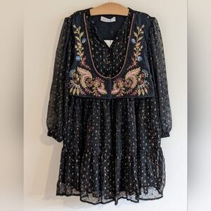 Zara Dotted Mesh Dress with Vest